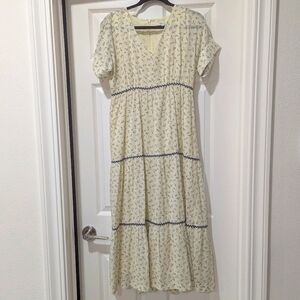 NWT Madewell Rickrack Short-Sleeve Tiered Midi Dress